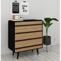 Notio Living kommode med 4 skuffer sort eg