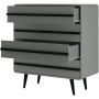 Notio Living kommode med 4 skuffer grå sort