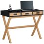 Notio Living Paulo skrivebord 3 skuffer sort/eg