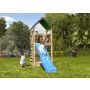 Jungle Gym legetårn Lodge 2.1 m/blå rutsjebane 