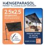 Baser hængeparasol Ultimate antracit 2,5x2,5 m