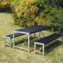 Hortus bænk model H sort/galvaniseret 170 cm
