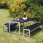 Hortus bord-/bænkesæt model H sort/galvaniseret 180 cm
