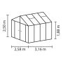 Vitavia drivhus Poseidon 8,1 m² sort 3 mm hærdet glas inkl. polytag og bundramme