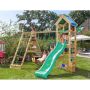 Jungle Gym legetårn Patio m/klatremodul og grøn rutsjebane 263x359x354 cm
