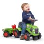 FALK Claas traktor gåbil grøn inkl. trailer, rive og skovl