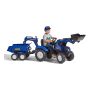 FALK New Holland rendegraver til børn blå inkl. trailer