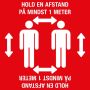 Hold afstand gulvsticker 280x280 mm rød/hvid