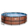 Exit Toys rund pool Wood brun Ø450 cm inkl. filterpumpe