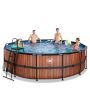 Exit Toys rund pool Wood brun Ø450 cm inkl. filterpumpe