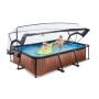 Exit Toys firkantet pool Wood brun 300x200x65 cm inkl. filterpumpe og pooltag