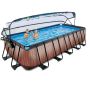 Exit Toys firkantet pool Wood brun 540x250x122 cm inkl. sandfilterpumpe og pooltag