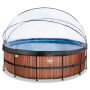 Exit Toys rund swimmingpool Wood brun Ø450 cm inkl. tag, sandfilter- og varmepumpe