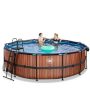 Exit Toys rund swimmingpool Wood brun Ø450 cm inkl. tag, sandfilter- og varmepumpe