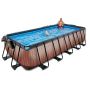 Exit Toys firkantet swimmingpool Wood brun 540x250x122 cm inkl. tag, sandfilter- og varmepumpe