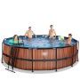 Exit Toys pool Wood m/stige og patronfilterpumpe brun Ø488x122 cm