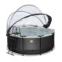 Exit Toys pool rund Black Leather sort m/varmepumpe, filterpumpe, pooltag og stige Ø360 cm
