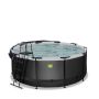 Exit Toys pool rund Black Leather sort m/varmepumpe, filterpumpe, pooltag og stige Ø360 cm