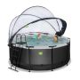 Exit Toys pool rund Black Leather sort m/varmepumpe, filterpumpe, pooltag og stige Ø360 cm