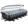 Exit Toys pool firkantet Black Leather sort m/varmepumpe, filterpumpe, pooltag og stige 540x250x122 cm