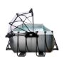 Exit Toys pool firkantet Black Leather sort m/varmepumpe, filterpumpe, pooltag og stige 540x250x122 cm