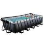 Exit Toys pool firkantet Black Leather sort m/varmepumpe, filterpumpe, pooltag og stige 540x250x122 cm