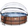Exit Toys pool Wood m/poolskærm, stige og sandfilterpumpe Ø488x122 cm