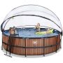 Exit Toys pool Wood m/poolskærm, stige og sandfilterpumpe Ø488x122 cm