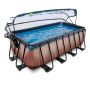 Exit Toys pool firkantet Wood brun m/filterpumpe, pooltag og stige 400x200x122 cm