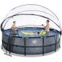 Exit Toys pool rund Stone grå m/varmepumpe, filterpumpe, pooltag og stige Ø488 cm