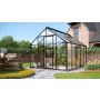 Vitavia drivhus Merkur 8,3 m² sort 3 mm hærdet glas inkl. sokkel 