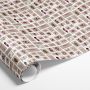 Julegavepapir hvid/beige frimærker og julemotiver 5 m 