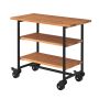 Plus Urban Picnic bord med 2 hylder & hjul ThermoWood/stål 100x50x90 cm