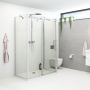 Scanbad 2xbrusevæg m/skydedør XXL Deluxe satin/klar – flere størrelser