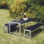 Hortus bord-/bænkesæt model H sort/galvaniseret 180 cm