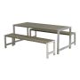 Plus plankemøbelsæt bord med 2 bænke gråbrun