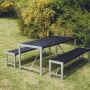 Hortus bord-/bænkesæt model H sort/galvaniseret 180 cm