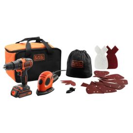 Black & Decker Slagboremaskine og slibemus BDK200AS1S 18V m/batteri & lader