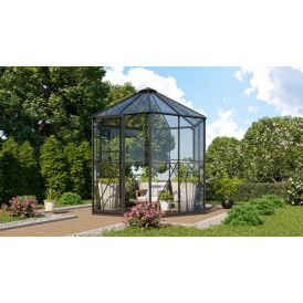 Vitavia Drivhus Hera 4,5 m² sort 3 mm hærdet glas inkl. sokkel