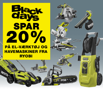 Spar 20% på el-værktøj og havemaskiner fra Ryobi